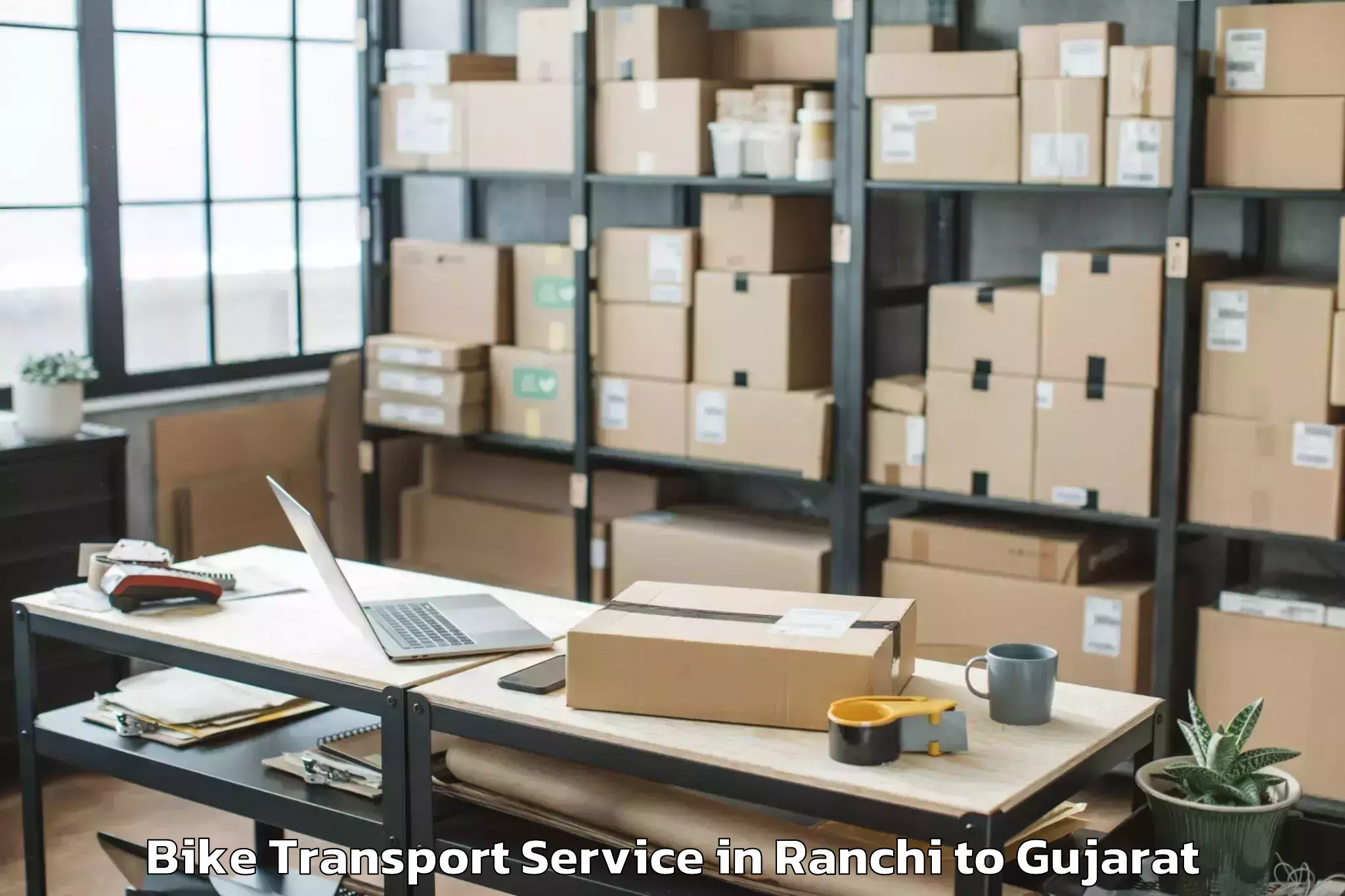 Hassle-Free Ranchi to Gujarat University Of Transpla Bike Transport